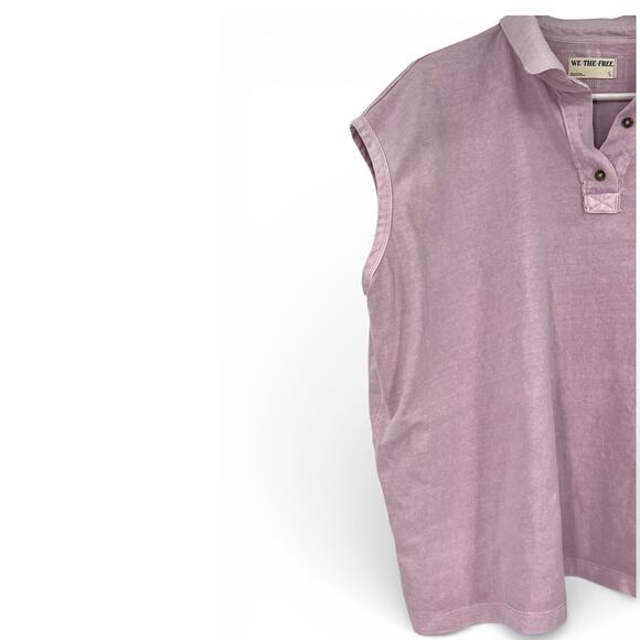 Free People  | S | Keep On Polo Oversized Preppy colligate Mauve Top Shirt - Picture 3 of 6